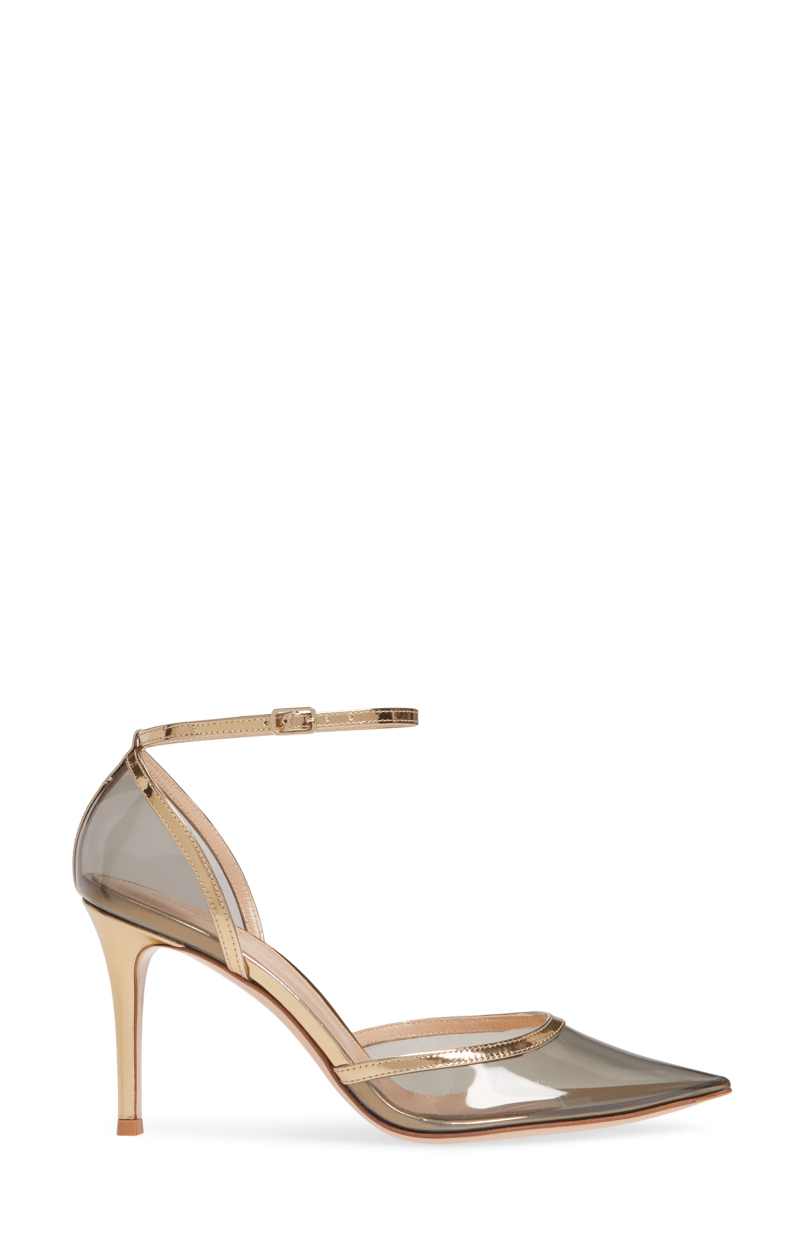 Gianvito Rossi Clear Pointed Toe Ankle Strap Pump, Alternate, color, 