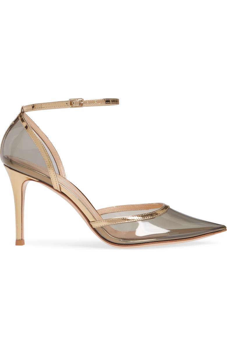 Gianvito Rossi Clear Pointed Toe Ankle Strap Pump, Alternate, color,