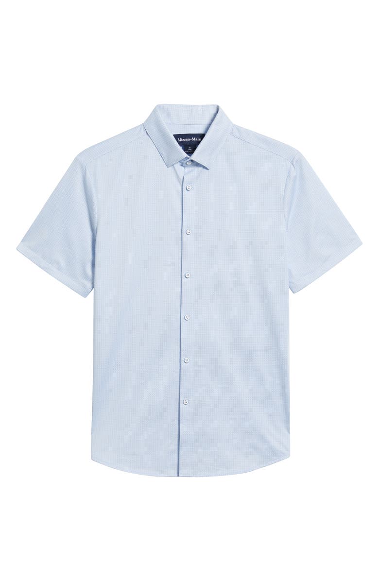 Mizzen+Main Halyard Trim Fit Short Sleeve Performance Button-Up Shirt, Alternate, color, White Grid Dot