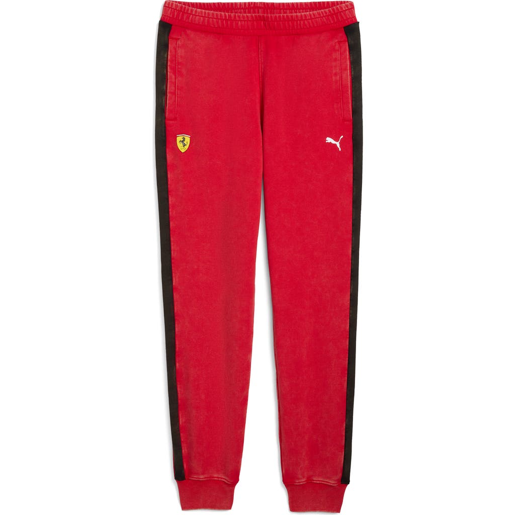 Puma Ferrari T7 Cotton Joggers In Red