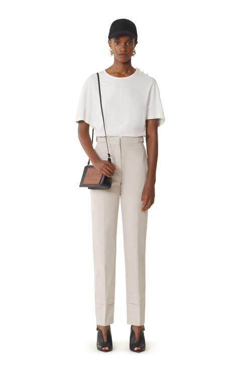 White Cigarette Pants In Technical Cotton