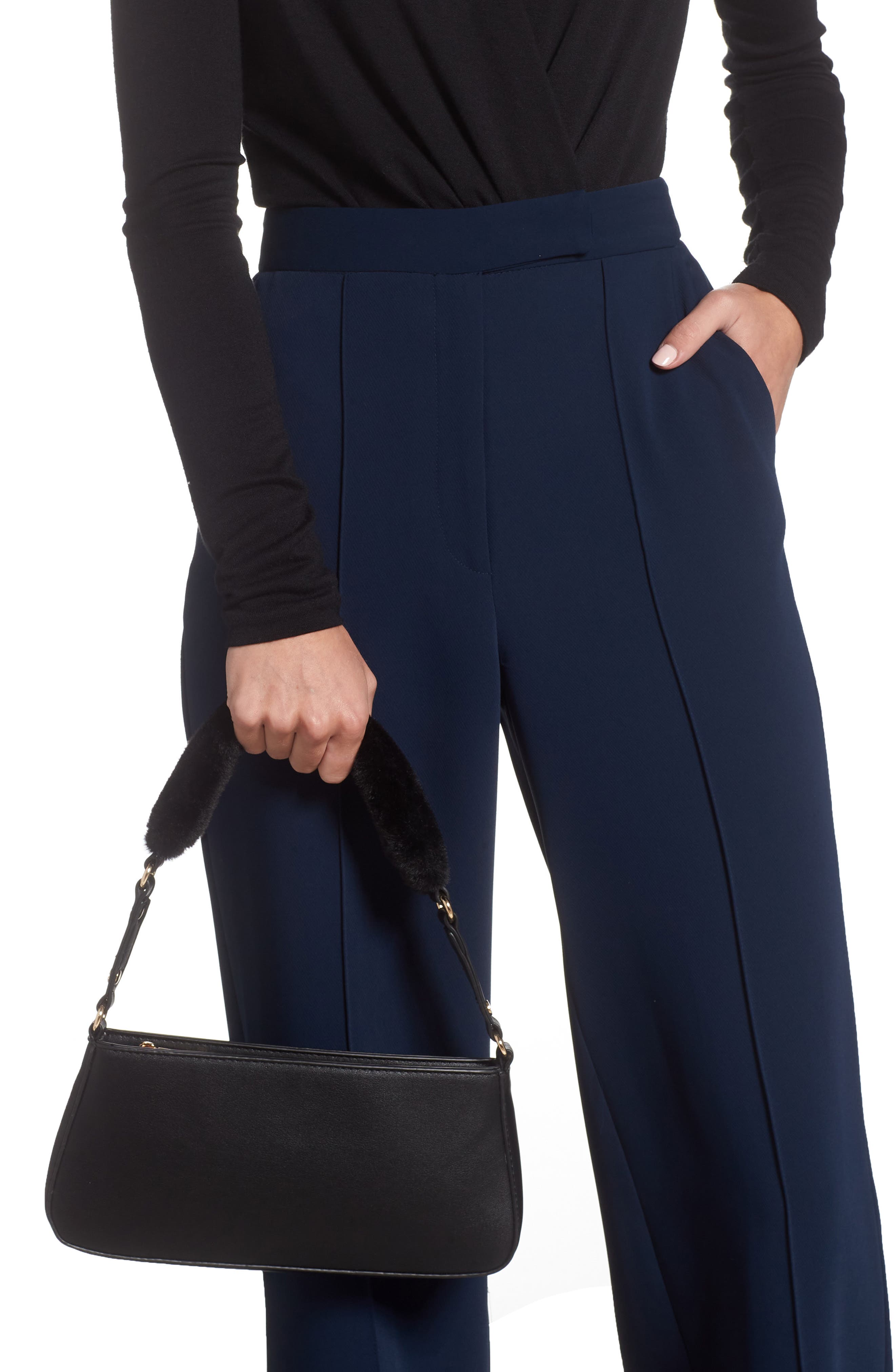 Mali + Lili Scarlett Faux Fur Strap Baguette Bag, Alternate, color, 