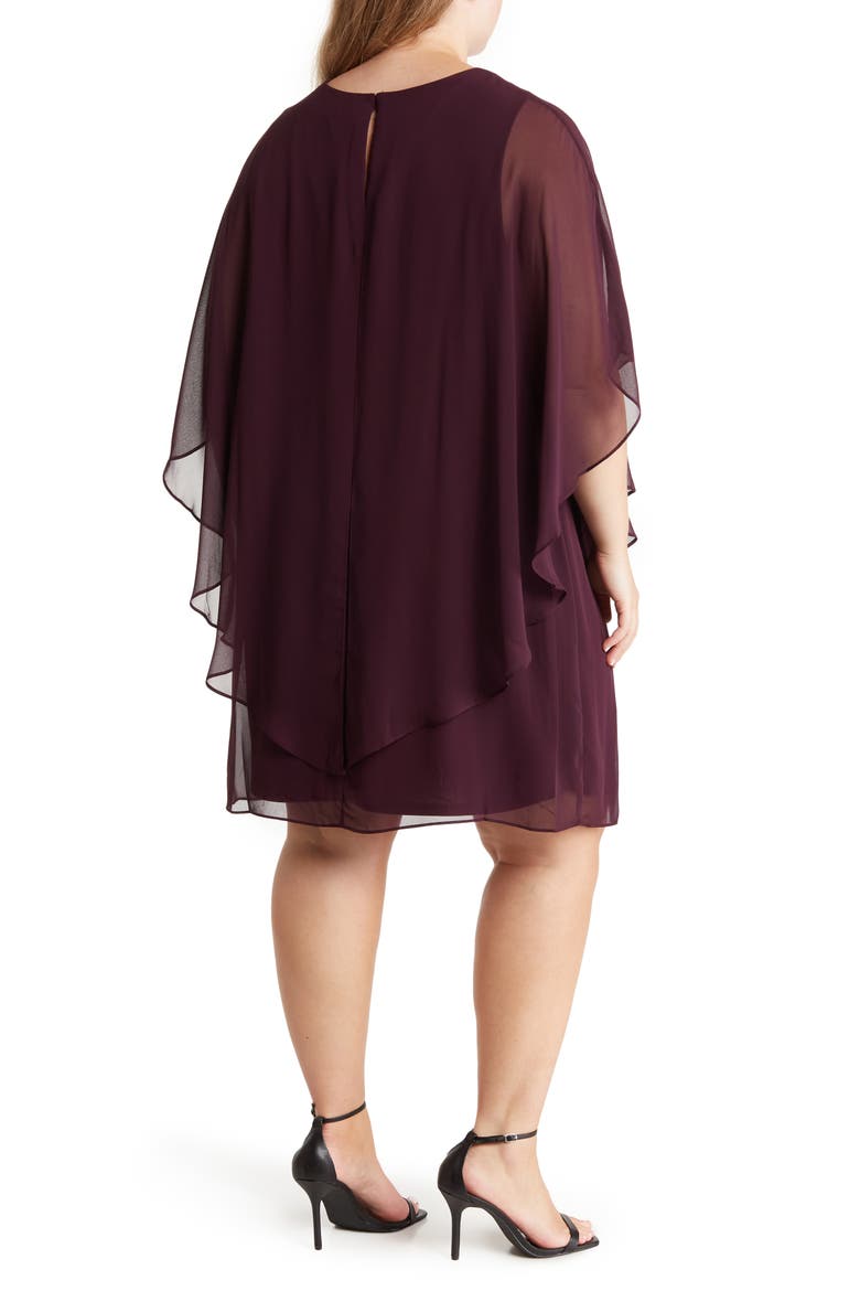 Cutout Crystal Embellished Neck Shift Cocktail Dress, Alternate, color, AUBERGINE