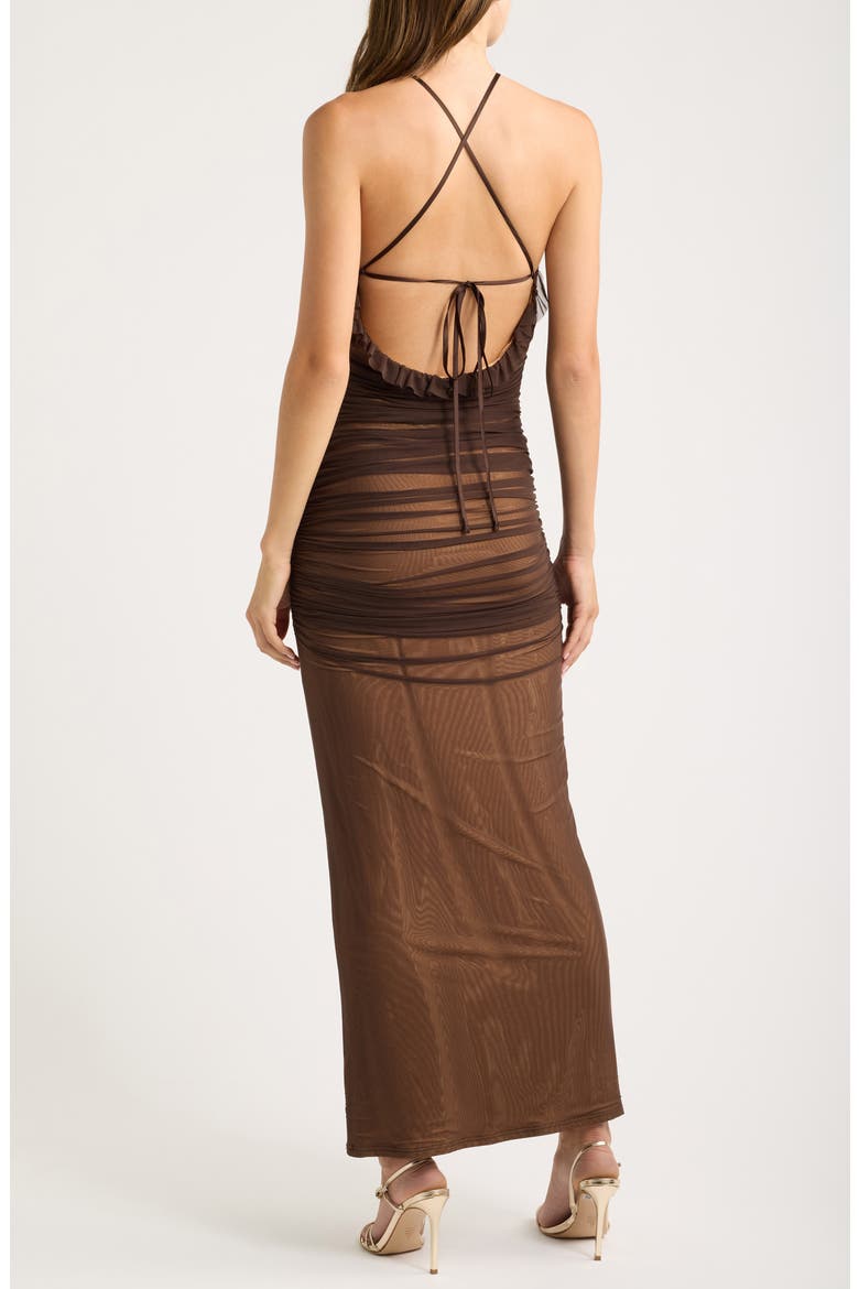Marceline Mesh Body-Con Cocktail Dress, Alternate, color, BROWN