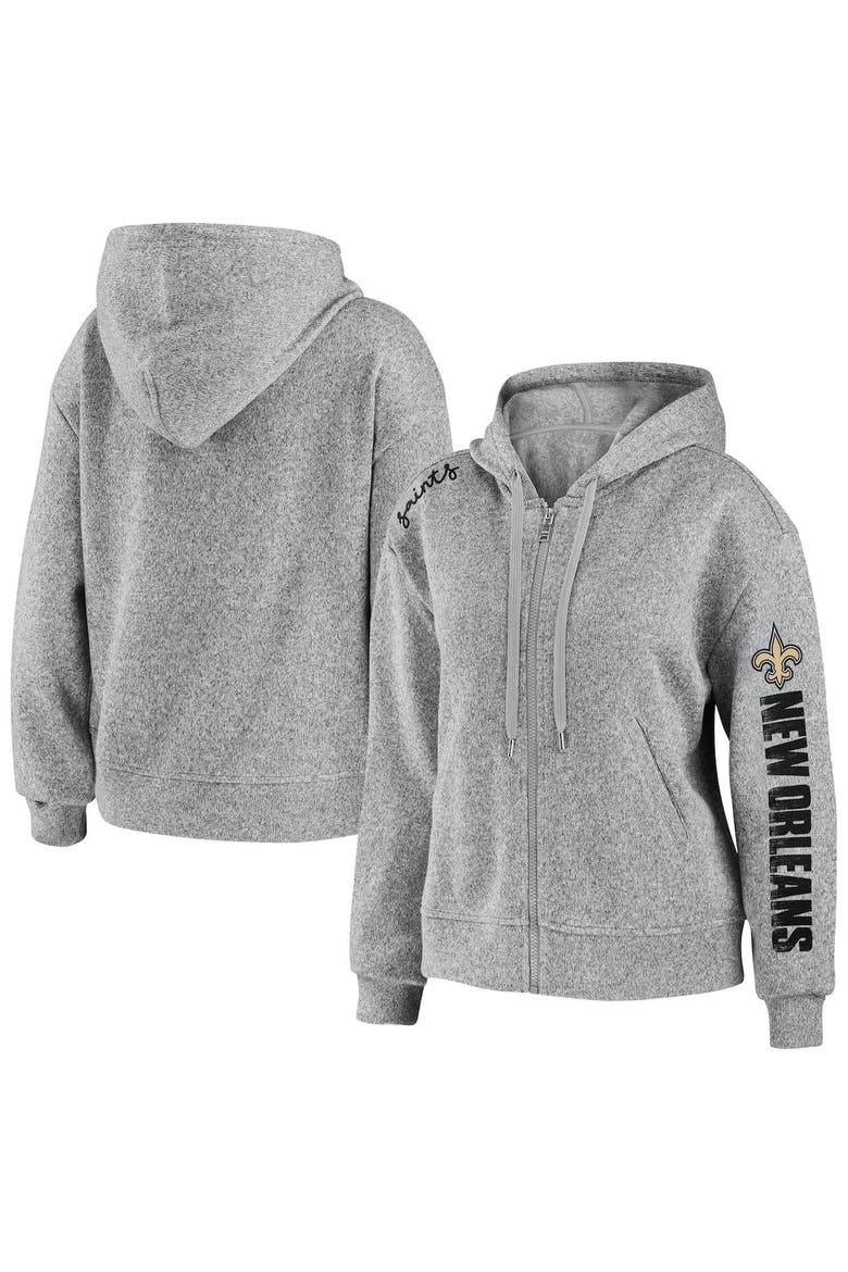 Women's WEAR by Erin Andrews Heathered Gray New Orleans Saints Full-Zip Hoodie, Alternate, color, Heather Gray