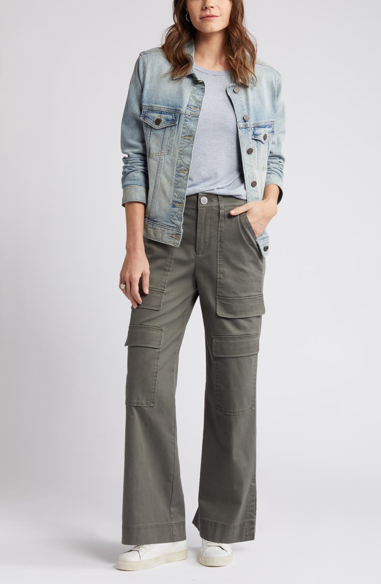 Wit & Wisdom 'Ab'Solution Skyrise Wide Leg Utility Pants, Main, color, Dusty Olive