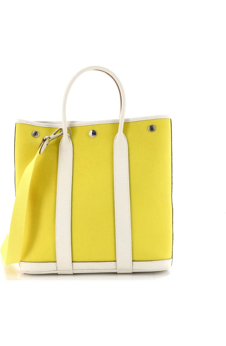 Pre-Owned Hermes Garden File Tote Toile and Leather 28, Main, color, Lime