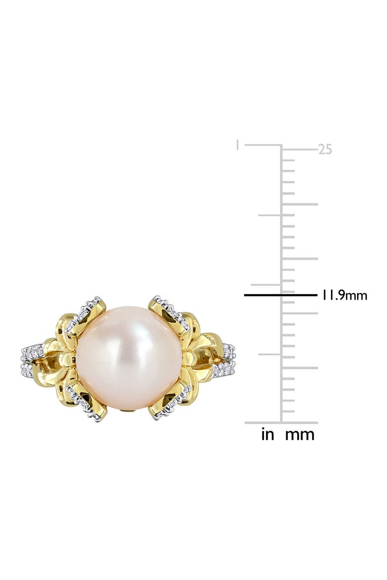 10-10.5mm Cultured Freshwater Pearl & White Topaz Ring, Alternate, color, WHITE