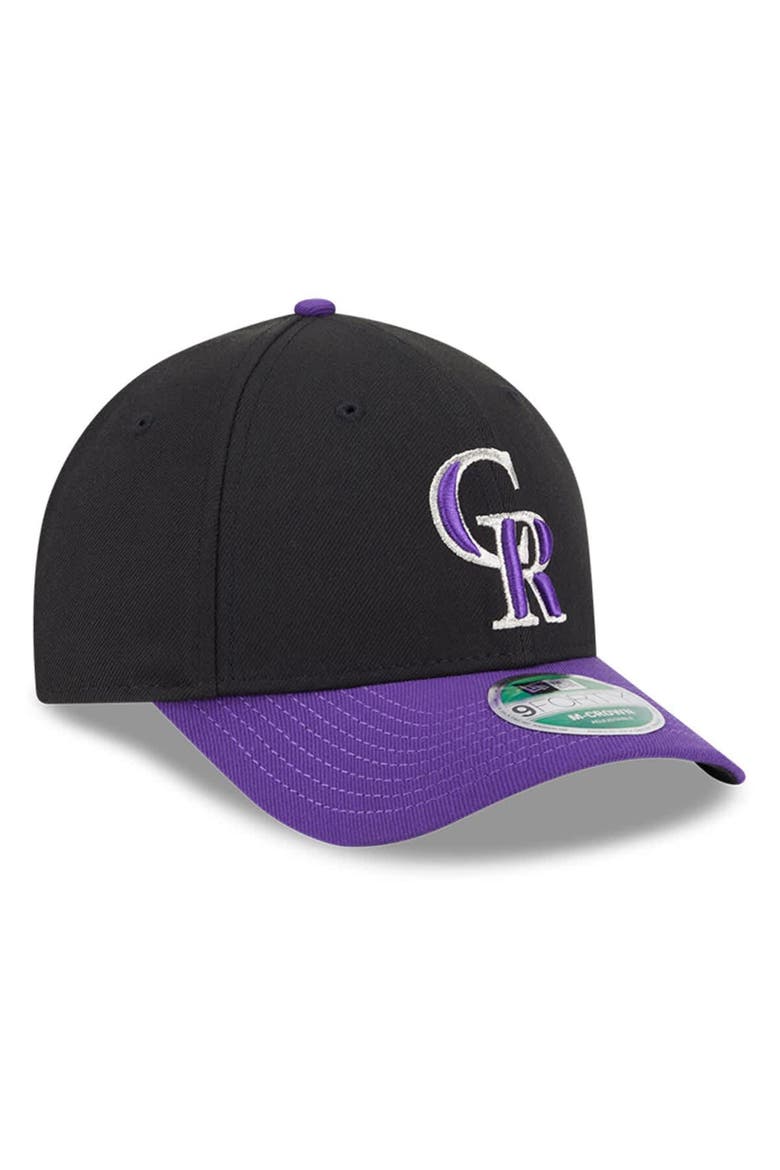 Men's New Era  Black/Purple Colorado Rockies Player Replica 9FORTY Adjustable Hat, Alternate, color, Black