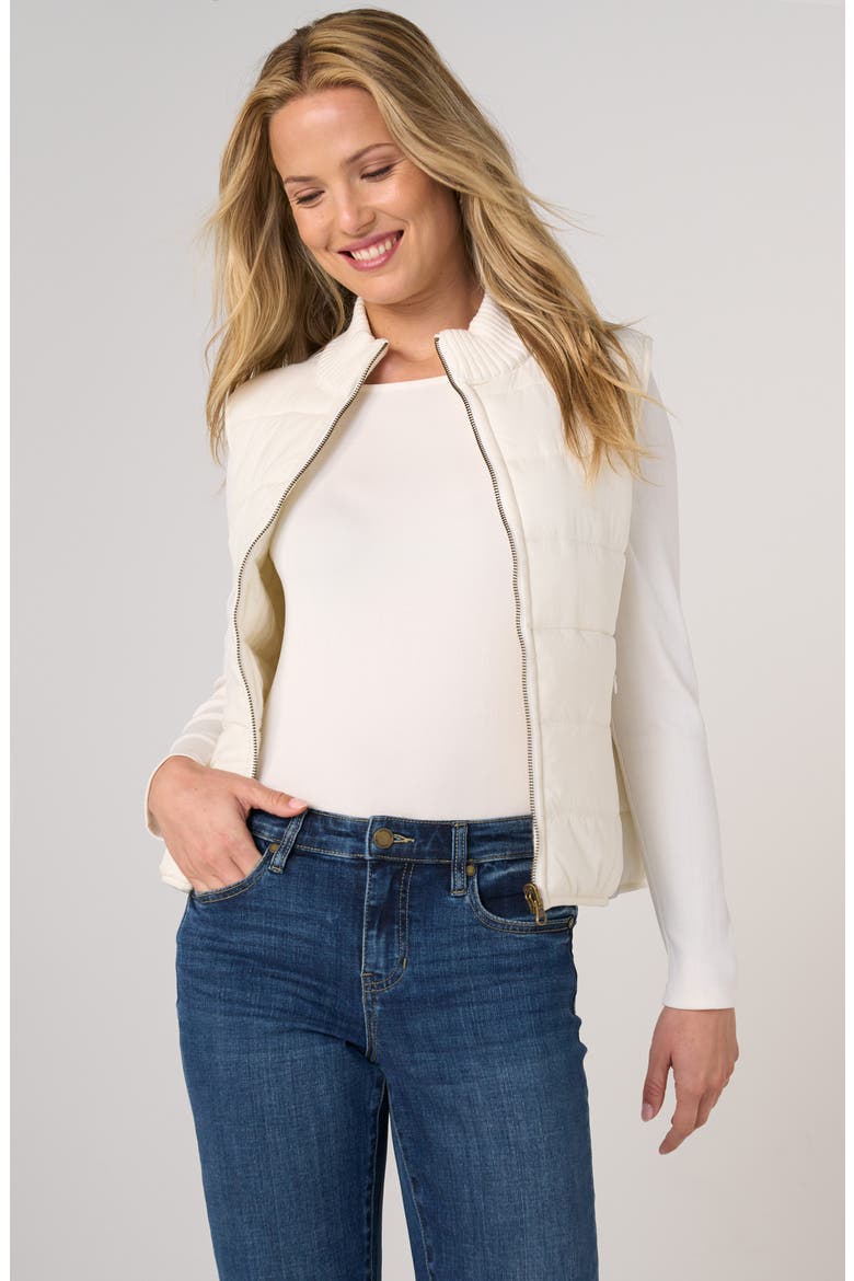 Reversible Quilted Vest, Alternate, color, CREAM