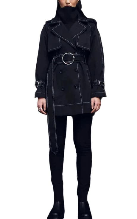 Sustainable Water-Resistant Short Trench Coat