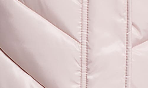 Kenneth Cole New York Faux Fur Trim Longline Puffer Jacket In Rose Dust
