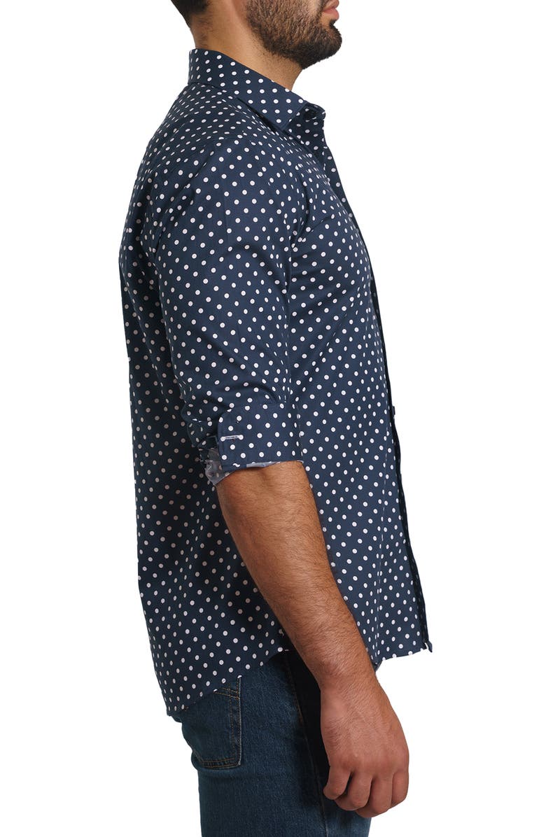 Jared Lang Trim Fit Dot Print Button-Up Shirt, Alternate, color,