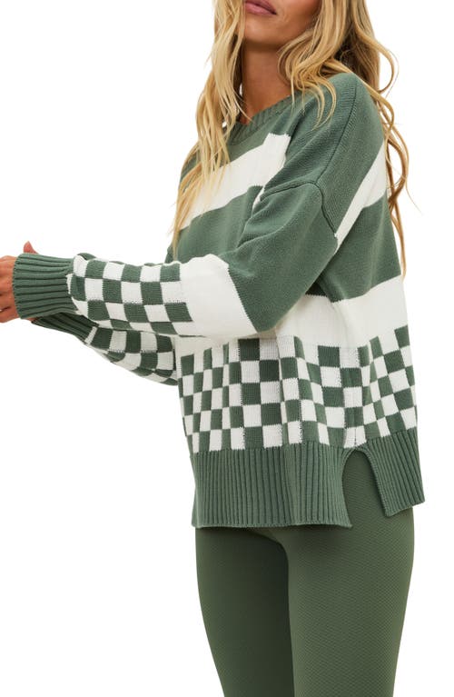 Beach Riot Callie Colorblock Crewneck Sweater In Green