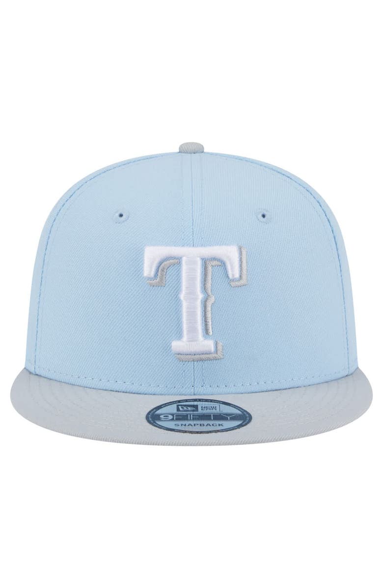 New Era Man's New Era Light Blue/Gray Texas Rangers 2-Tone Color Pack 9FIFTY Snapback Hat, Alternate, color,