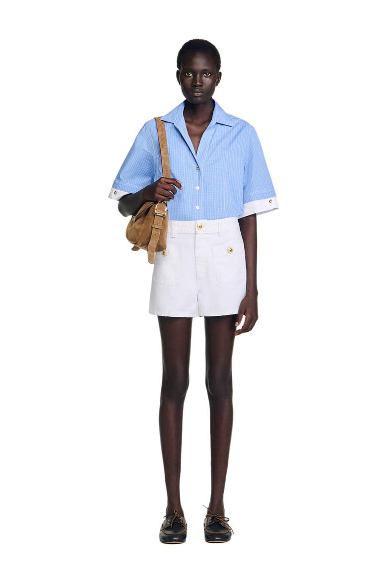 High waist denim shorts, Alternate, color, White