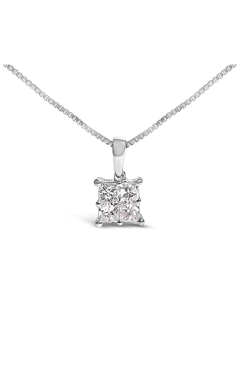 Haus of Brilliance Sterling Silver 1/2 Cttw Princess-Cut Diamond 4 Stone Pendant Necklace, Main, color, Silver