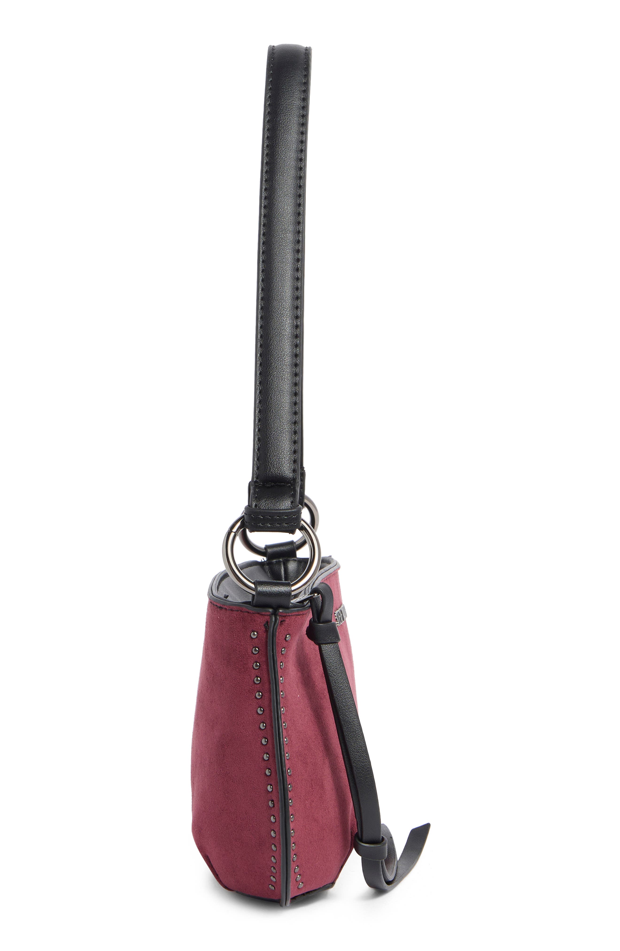 Steve Madden Stud Shoulder Bag, Alternate, color, Suede Bloodstone