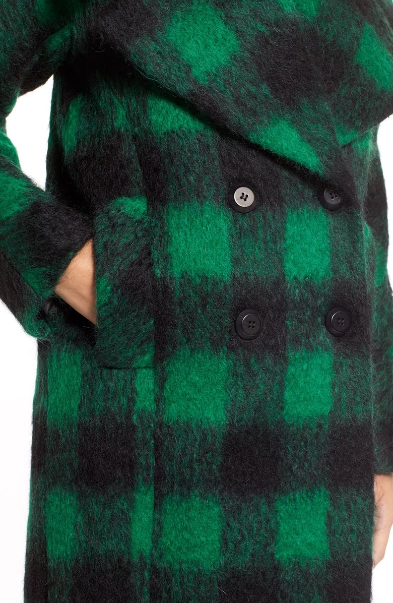 Trina Turk 'Natty' Plaid Double Breasted Long Blanket Coat, Alternate, color, 
