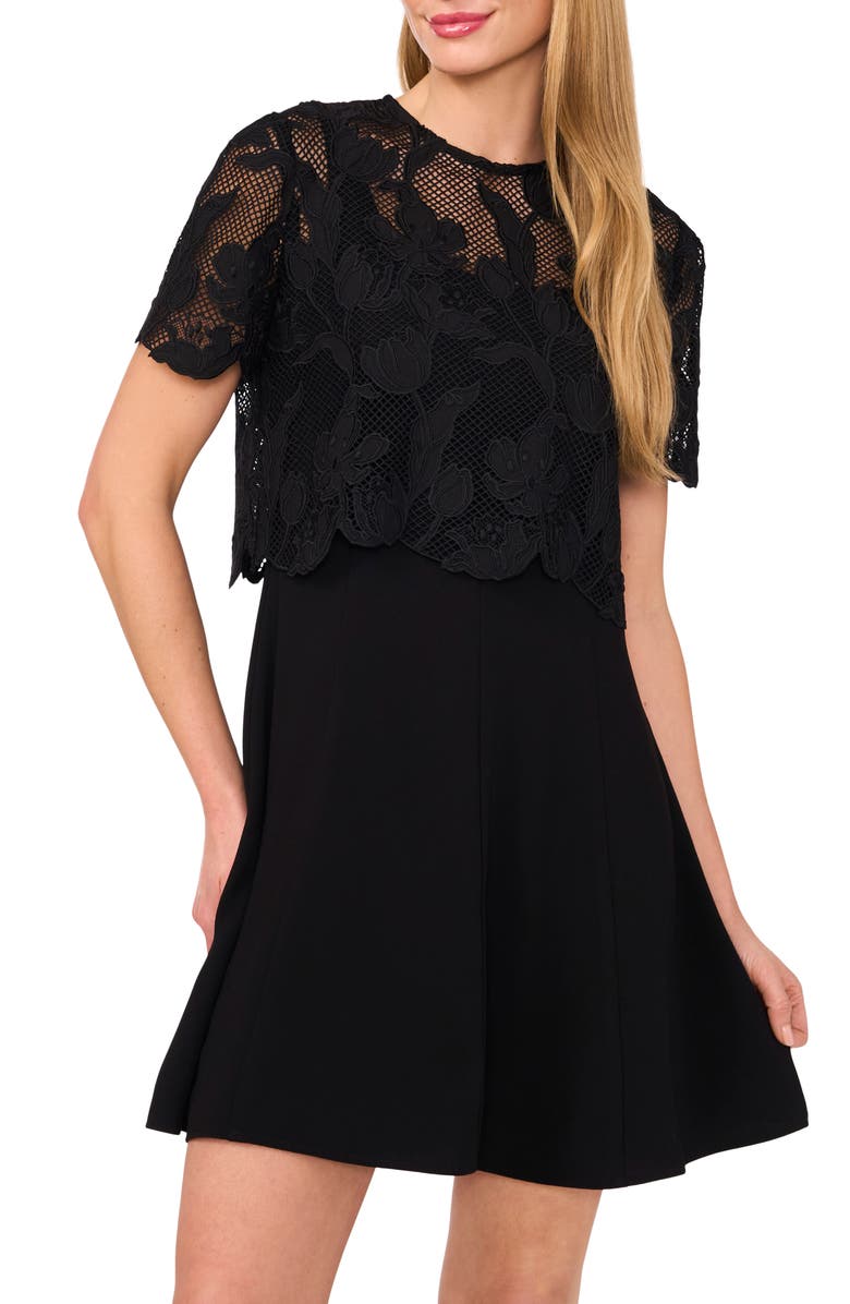 Ted Baker Lace Overlay Crepe Minidress, Alternate, color, 
