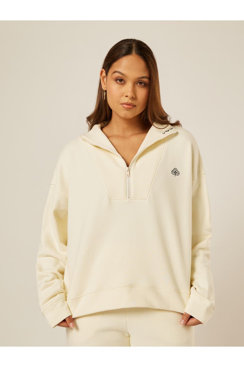 Varsity Athletica Quarter Zip Sweatshirt, Main, color, Marshmallow