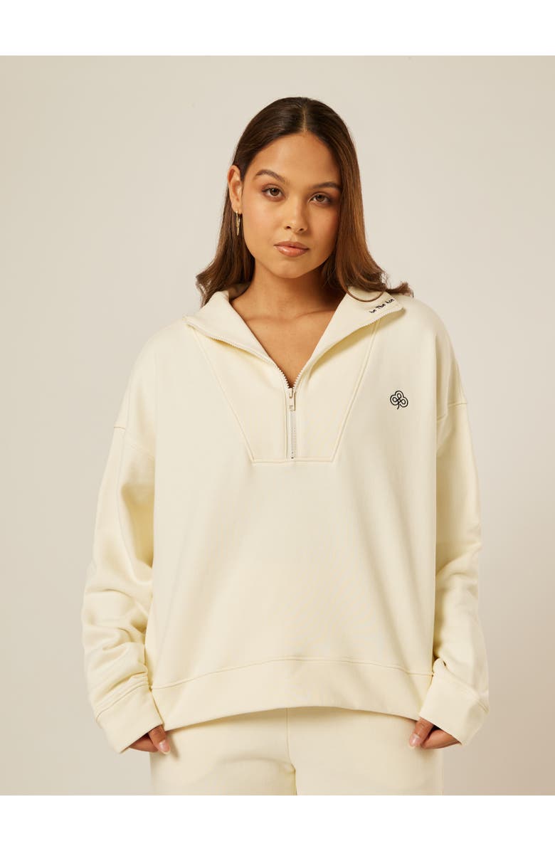 Be Athletica Varsity Athletica Quarter Zip Sweatshirt, Main, color, 