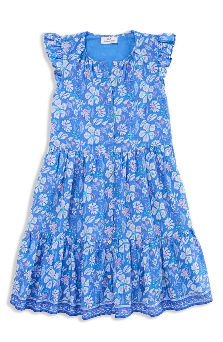 vineyard vines Kids' Evie Floral Dress, Main, color, Hibiscus Breaker