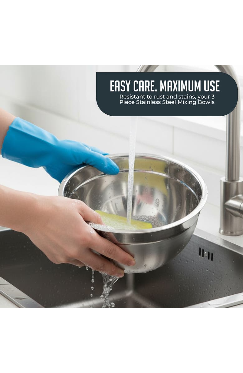 Luminuxe Durable Stainless Steel Nesting Mixing Bowl Set 3-Piece, Alternate, color, 