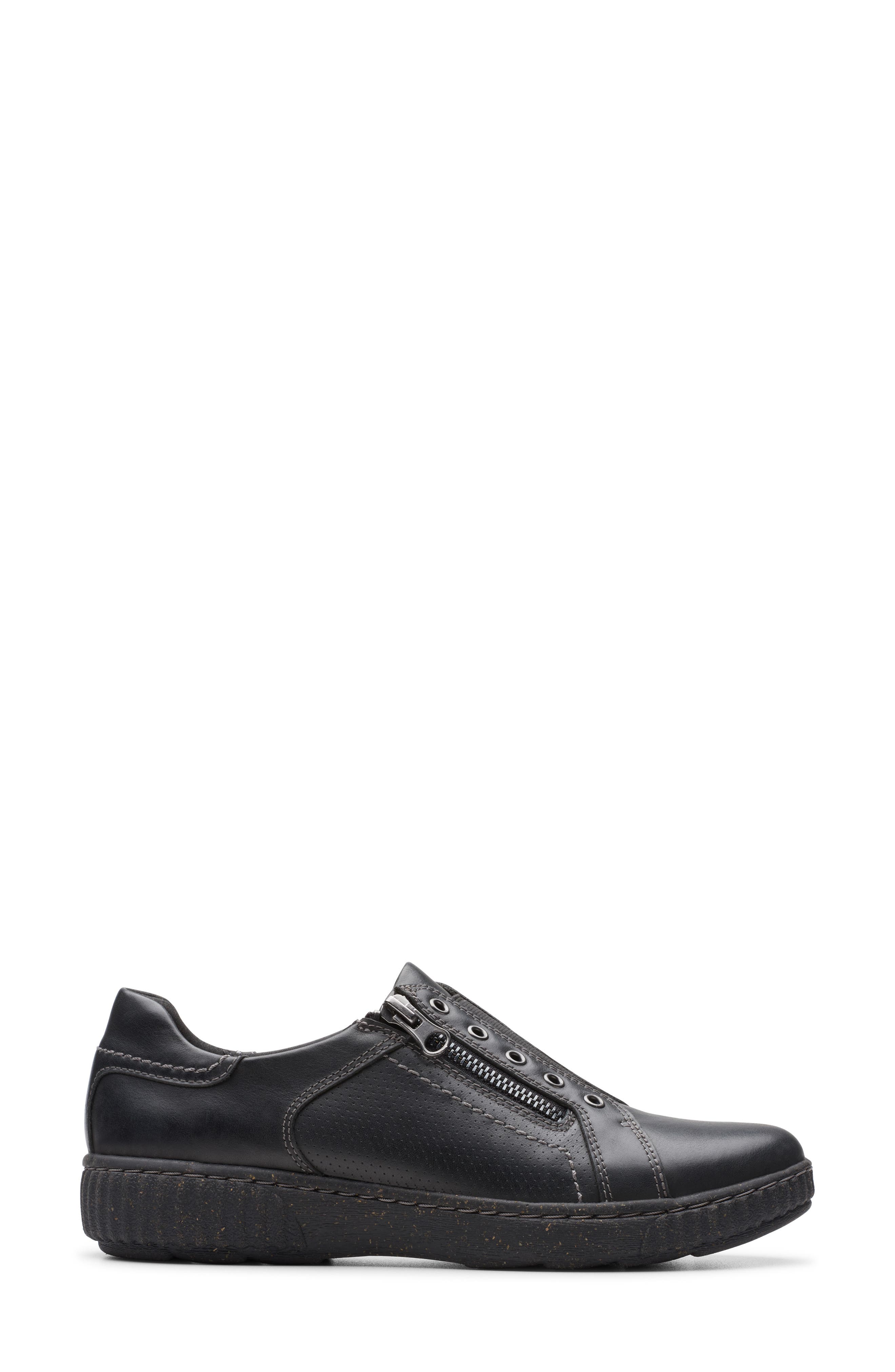 Clarks<sup>®</sup> Caroline Janna Low Top Sneaker, Alternate, color, Black Leather