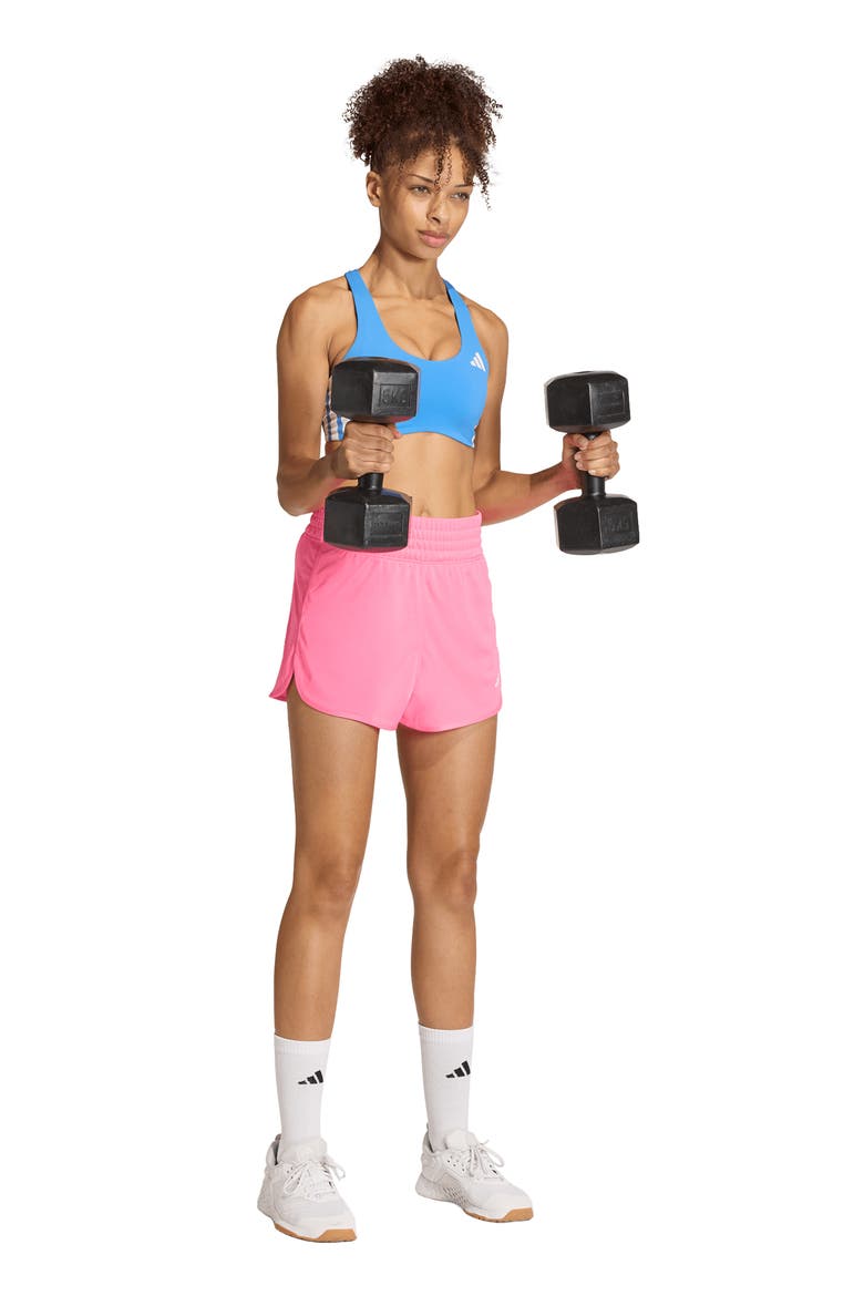 Pacer High Waist Knit Shorts, Alternate, color, LUCID PINK/ WHITE