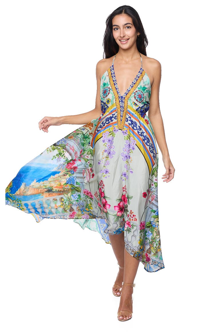 Print Sundress, Alternate, color, GREEN