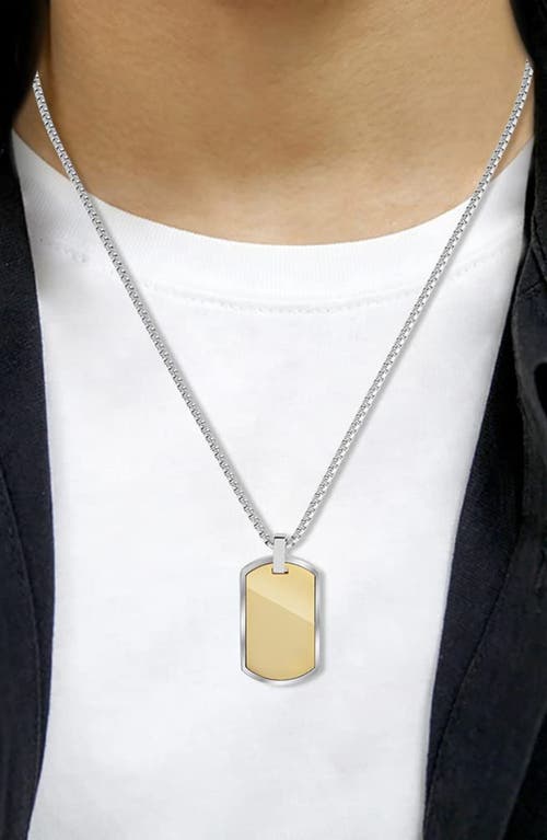Geoffrey Beene Stainless Steel Dog Tag Pendant Necklace