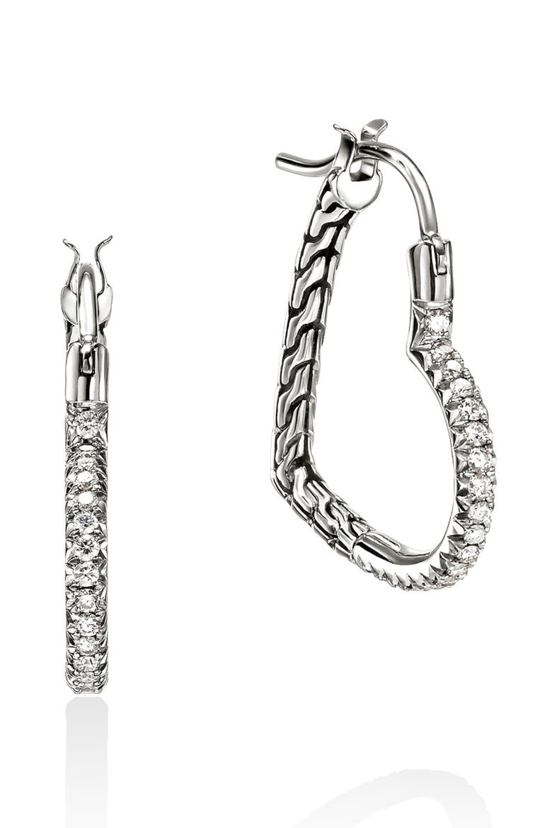 Essentials Heart Pavé Hoop Earrings, Main, color, SILVER