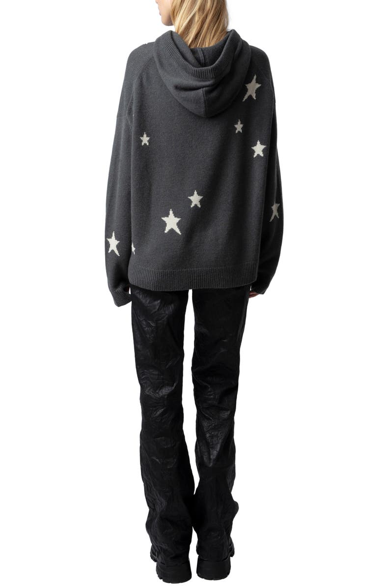 Zadig & Voltaire Marky Intarsia Star Cashmere Hoodie, Alternate, color, 