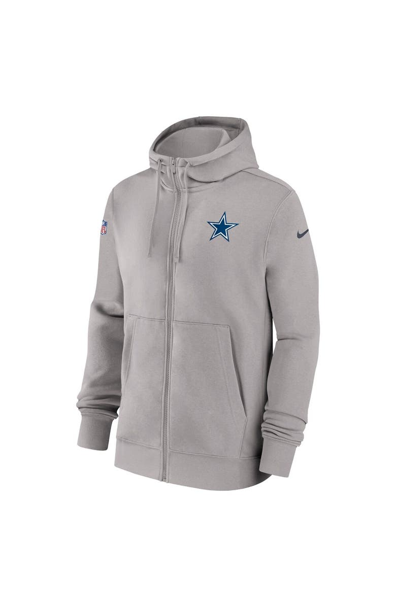 Nike Men's Nike Gray Dallas Cowboys Sideline Club Performance Full-Zip Hoodie, Alternate, color, 