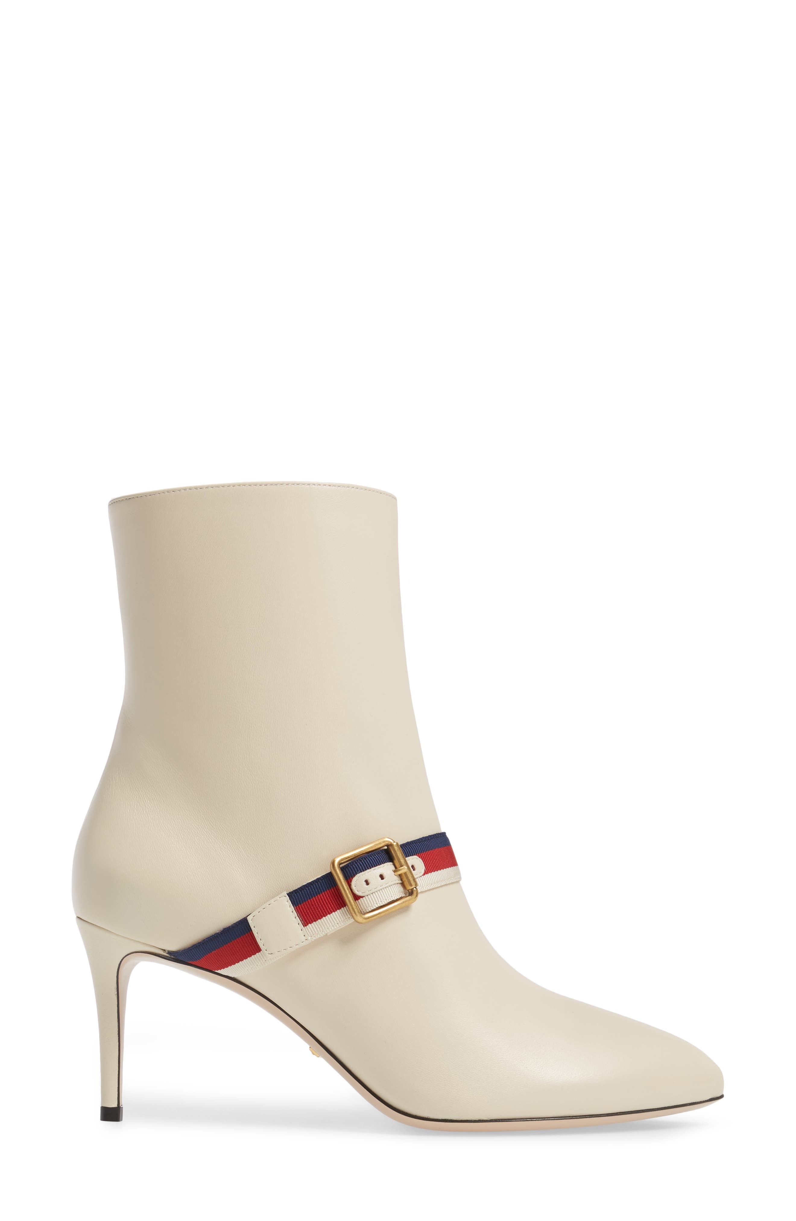 Sylvie Strap Ankle Boot, Alternate, color, WHITE LEATHER