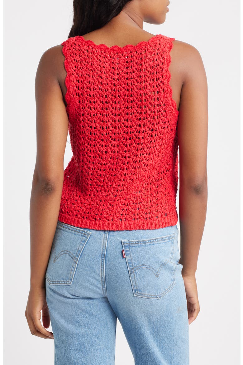 Open Stitch Cotton Sweater Tank, Alternate, color, RED