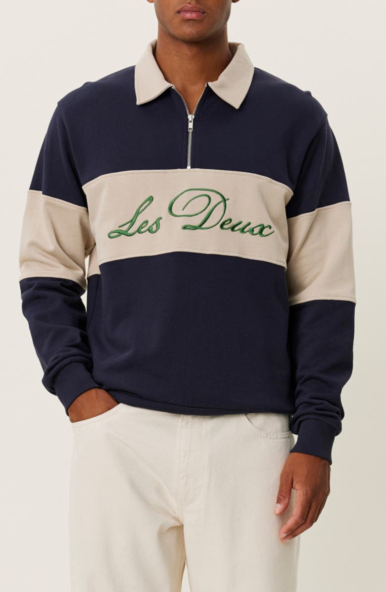 Les Deux Cory Quarter Zip Rugby Shirt, Main, color,