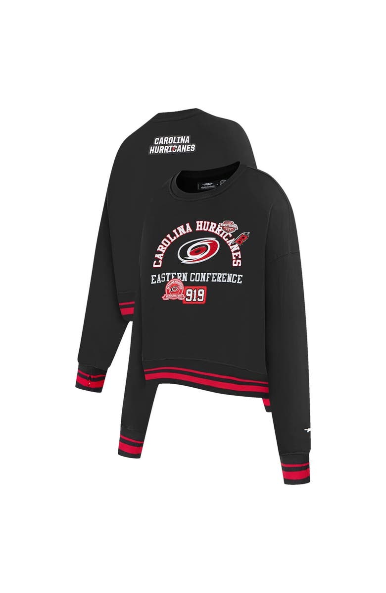 PRO STANDARD Women's Pro Standard  Black Carolina Hurricanes Area Code Cropped Pullover Sweatshirt, Main, color, Black