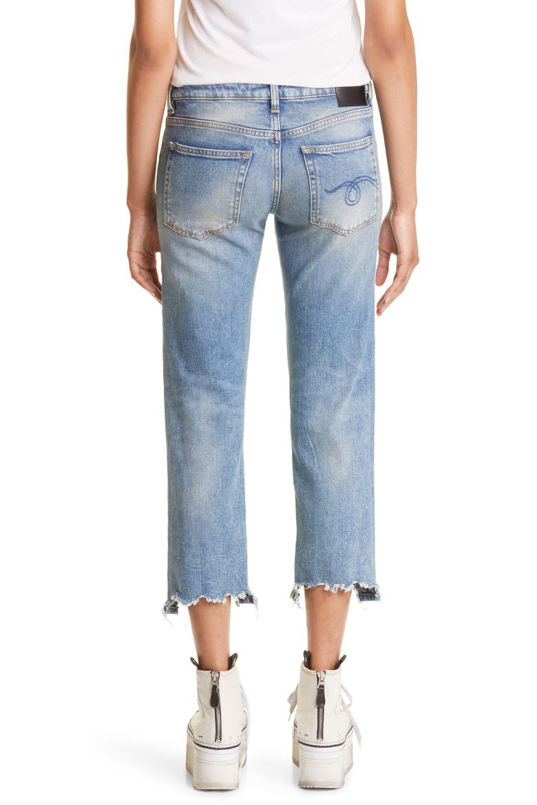 Chewed Hem Crop Straight Leg Jeans, Alternate, color, JASPER STRETCH
