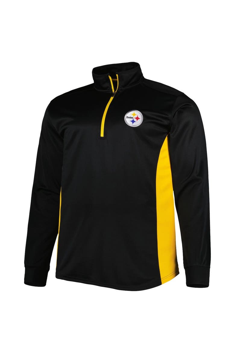 Men's Black Pittsburgh Steelers Big & Tall Quarter-Zip Top, Alternate, color, Black
