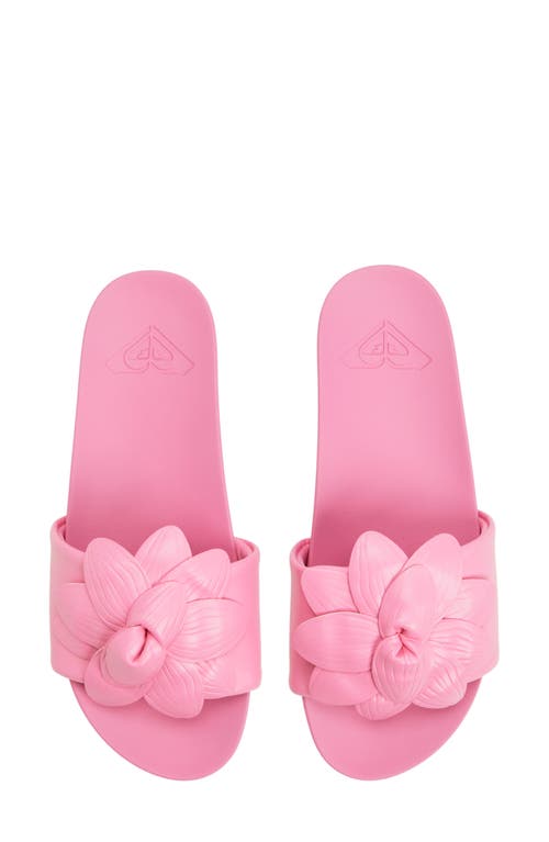 Roxy Flower Girl Slide Sandal In Medium Pink