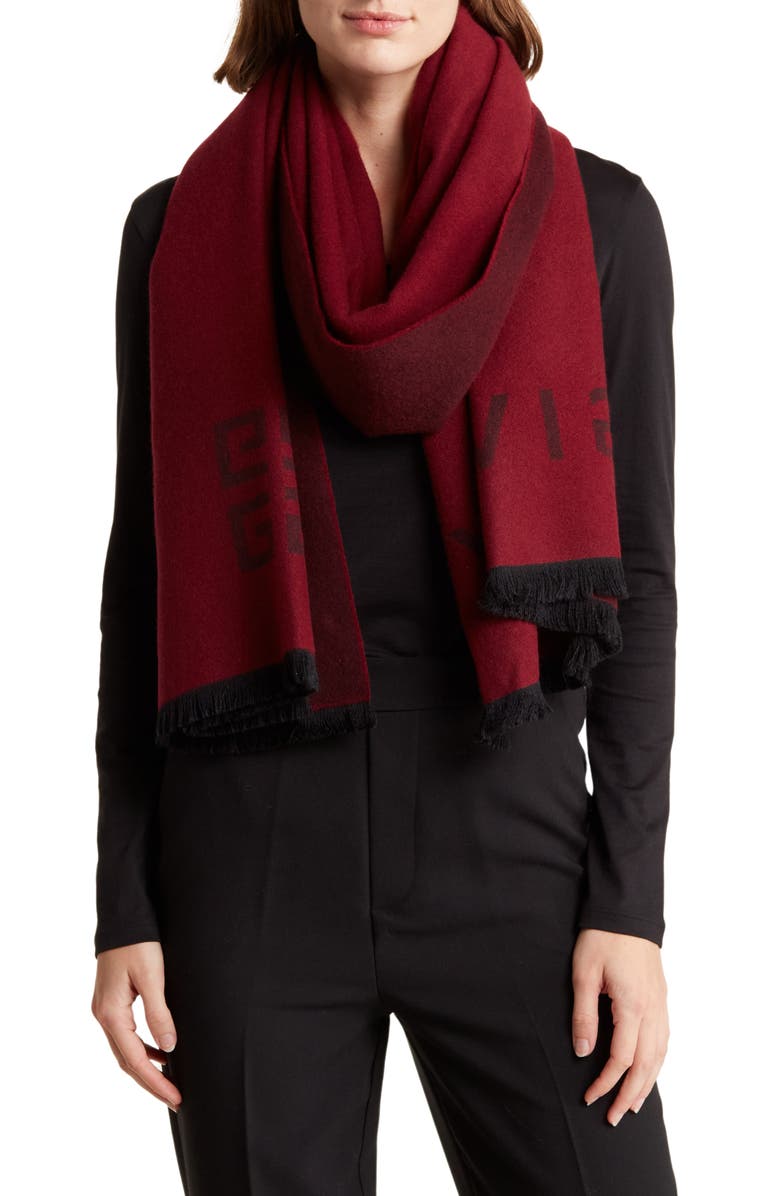 Givenchy Logo 4G Jacquard Wool & Cashmere Oblong Scarf, Main, color, 