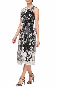 Alex Evenings Floral Embroidered Midi Dress