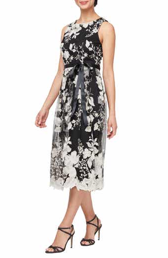 Alex Evenings Floral Embroidered Midi Dress