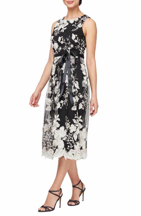 Alex Evenings Floral Embroidered Midi Dress
