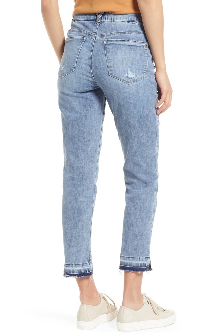 'Ab'Solution Distressed High Waist Ankle Skinny Jeans (Nordstrom Exclusive), Alternate, color, LIGHT BLUE VINTAGE