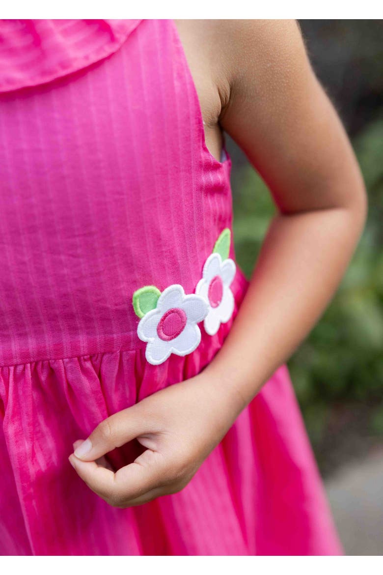 Shimmer Stripe Lawn Dress With Flowers, Alternate, color, Fuchsia