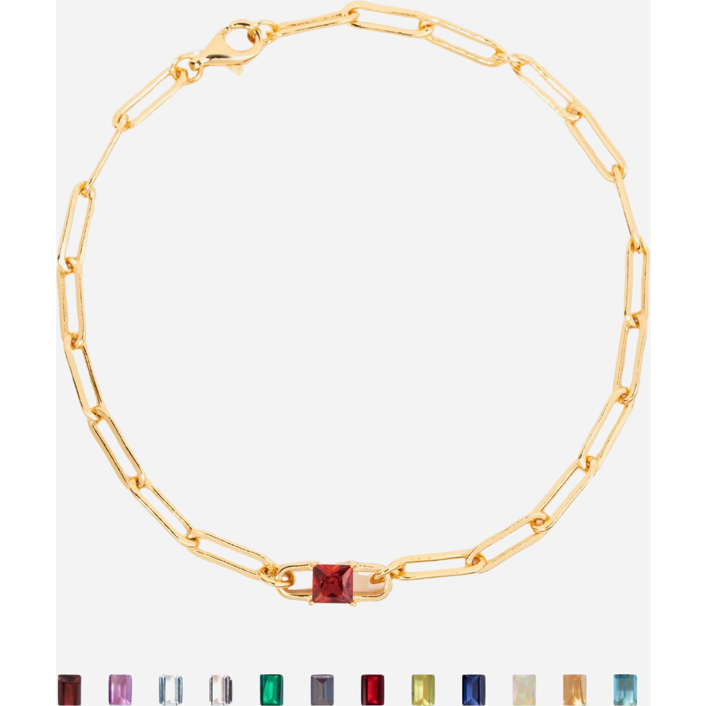 Little Sky Stone Birthstone Paperclip Chain Bracelet In Gold
