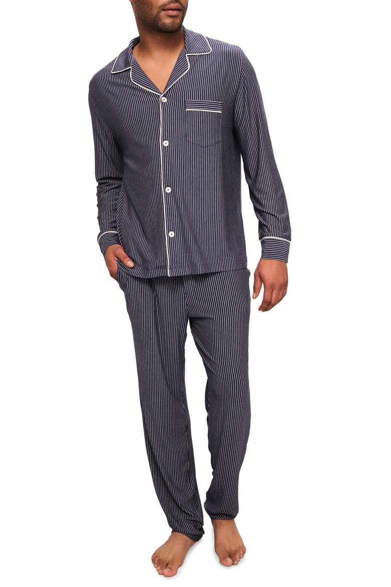 William Print Stretch Tencel® Modal Pajamas, Main, color, DUO STRIPE TRUE NAVY